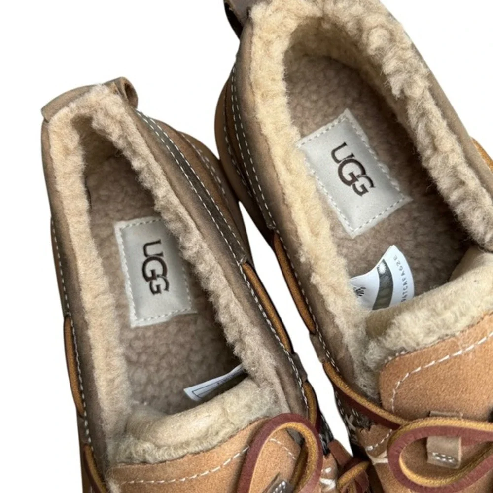 NEW UGG Dex Lace Slip-On Wool Loafer Men's Size 7 Water Resistant Chestnut Brown